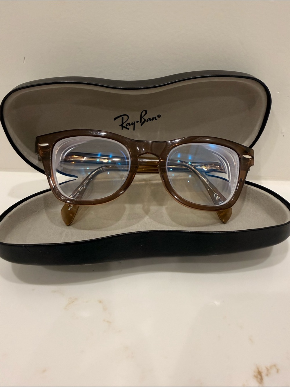 Ray-Ban Transparent Amber Brown Frame Glasses